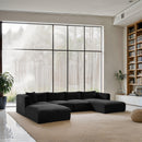 Meridian Shaggy Black Corduroy Performance Fabric Modular Sectional IMAGE 2