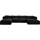 Meridian Shaggy Black Corduroy Performance Fabric Modular Sectional IMAGE 3