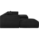 Meridian Shaggy Black Corduroy Performance Fabric Modular Sectional IMAGE 4