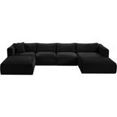 Meridian Shaggy Black Corduroy Performance Fabric Modular Sectional IMAGE 6