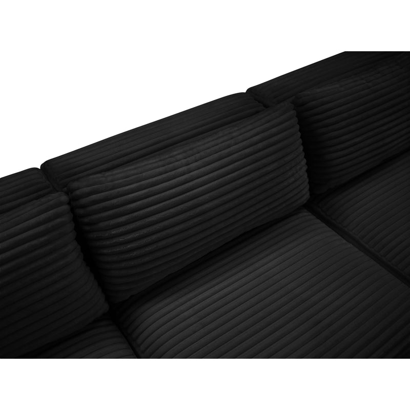 Meridian Shaggy Black Corduroy Performance Fabric Modular Sectional IMAGE 8