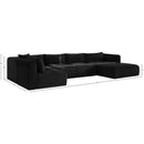 Meridian Shaggy Black Corduroy Performance Fabric Modular Sectional IMAGE 12