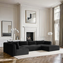 Meridian Shaggy Black Corduroy Performance Fabric Modular Sectional IMAGE 2