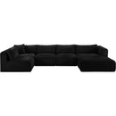 Meridian Shaggy Black Corduroy Performance Fabric Modular Sectional IMAGE 3