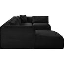 Meridian Shaggy Black Corduroy Performance Fabric Modular Sectional IMAGE 4