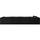 Meridian Shaggy Black Corduroy Performance Fabric Modular Sectional IMAGE 5