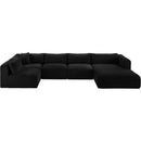 Meridian Shaggy Black Corduroy Performance Fabric Modular Sectional IMAGE 6