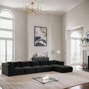 Meridian Shaggy Black Corduroy Performance Fabric Modular Sectional IMAGE 2