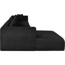 Meridian Shaggy Black Corduroy Performance Fabric Modular Sectional IMAGE 4