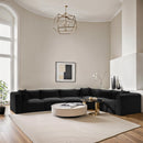 Meridian Shaggy Black Corduroy Performance Fabric Modular Sectional IMAGE 2