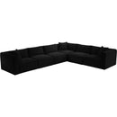 Meridian Shaggy Black Corduroy Performance Fabric Modular Sectional IMAGE 6