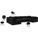 Meridian Shaggy Black Corduroy Performance Fabric Modular Sectional IMAGE 12