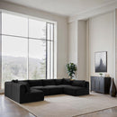 Meridian Shaggy Black Corduroy Performance Fabric Modular Sectional IMAGE 2