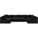 Meridian Shaggy Black Corduroy Performance Fabric Modular Sectional IMAGE 3