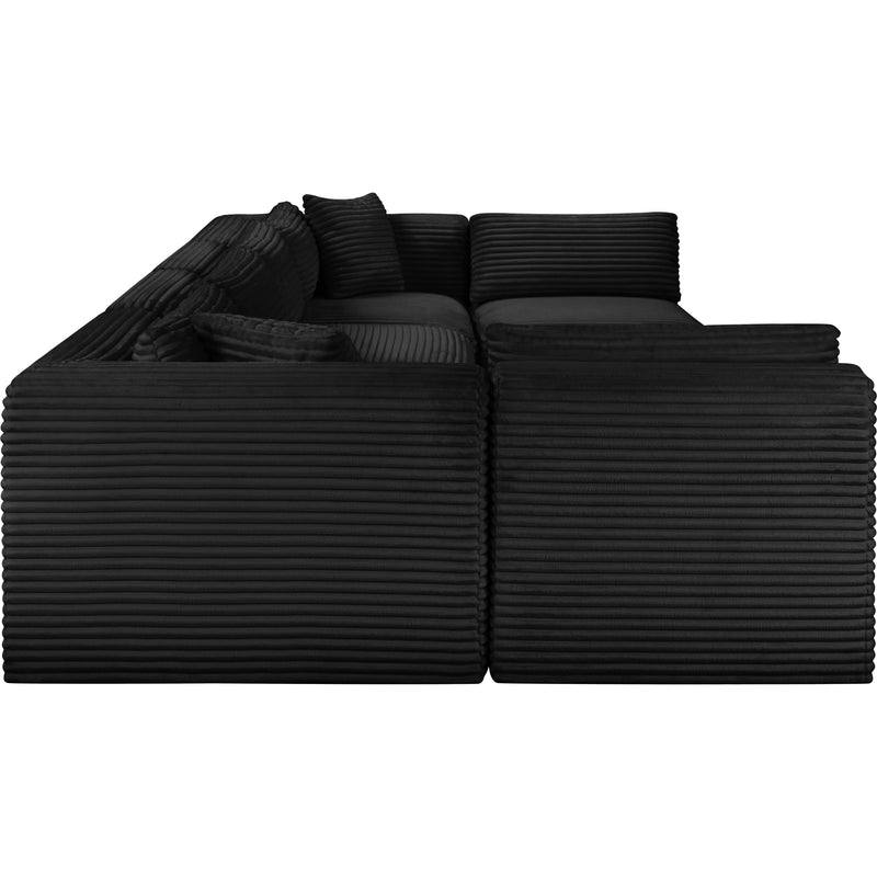 Meridian Shaggy Black Corduroy Performance Fabric Modular Sectional IMAGE 4