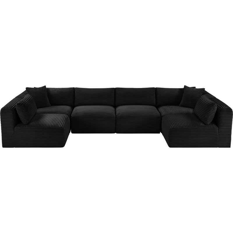 Meridian Shaggy Black Corduroy Performance Fabric Modular Sectional IMAGE 5