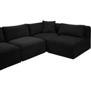 Meridian Shaggy Black Corduroy Performance Fabric Modular Sectional IMAGE 8