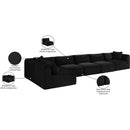 Meridian Shaggy Black Corduroy Performance Fabric Modular Sectional IMAGE 13