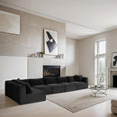 Meridian Shaggy Black Corduroy Performance Fabric Modular Sectional IMAGE 2