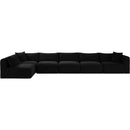 Meridian Shaggy Black Corduroy Performance Fabric Modular Sectional IMAGE 3