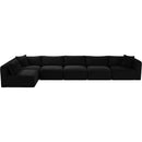 Meridian Shaggy Black Corduroy Performance Fabric Modular Sectional IMAGE 5