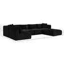 Meridian Shaggy Black Corduroy Performance Fabric Modular Sectional IMAGE 13