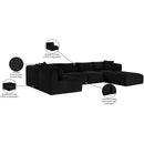 Meridian Shaggy Black Corduroy Performance Fabric Modular Sectional IMAGE 14