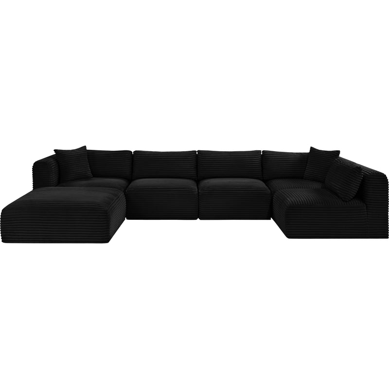 Meridian Shaggy Black Corduroy Performance Fabric Modular Sectional IMAGE 3