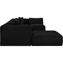 Meridian Shaggy Black Corduroy Performance Fabric Modular Sectional IMAGE 4