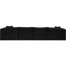Meridian Shaggy Black Corduroy Performance Fabric Modular Sectional IMAGE 5