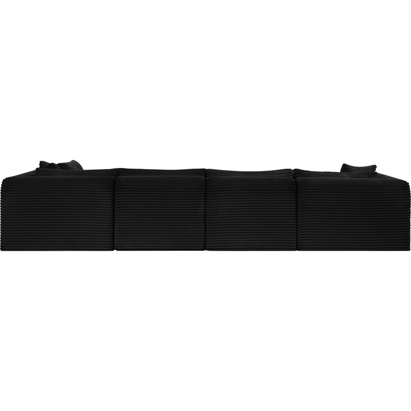 Meridian Shaggy Black Corduroy Performance Fabric Modular Sectional IMAGE 5