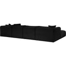 Meridian Shaggy Black Corduroy Performance Fabric Modular Sectional IMAGE 7