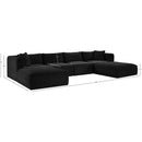 Meridian Shaggy Black Corduroy Performance Fabric Modular Sectional IMAGE 11