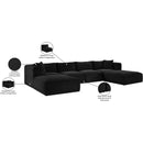 Meridian Shaggy Black Corduroy Performance Fabric Modular Sectional IMAGE 12
