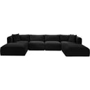 Meridian Shaggy Black Corduroy Performance Fabric Modular Sectional IMAGE 3