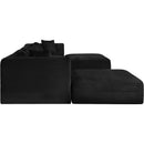 Meridian Shaggy Black Corduroy Performance Fabric Modular Sectional IMAGE 4