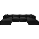 Meridian Shaggy Black Corduroy Performance Fabric Modular Sectional IMAGE 6