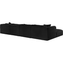 Meridian Shaggy Black Corduroy Performance Fabric Modular Sectional IMAGE 7