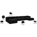 Meridian Shaggy Black Corduroy Performance Fabric Modular Sectional IMAGE 14