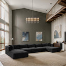 Meridian Shaggy Black Corduroy Performance Fabric Modular Sectional IMAGE 2
