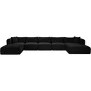Meridian Shaggy Black Corduroy Performance Fabric Modular Sectional IMAGE 3