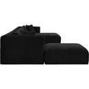 Meridian Shaggy Black Corduroy Performance Fabric Modular Sectional IMAGE 4