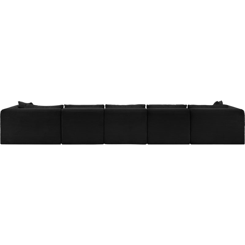 Meridian Shaggy Black Corduroy Performance Fabric Modular Sectional IMAGE 5