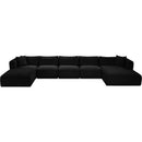 Meridian Shaggy Black Corduroy Performance Fabric Modular Sectional IMAGE 6