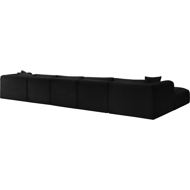 Meridian Shaggy Black Corduroy Performance Fabric Modular Sectional IMAGE 7