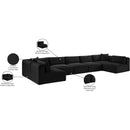 Meridian Shaggy Black Corduroy Performance Fabric Modular Sectional IMAGE 13