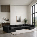Meridian Shaggy Black Corduroy Performance Fabric Modular Sectional IMAGE 2