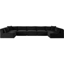 Meridian Shaggy Black Corduroy Performance Fabric Modular Sectional IMAGE 3