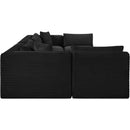 Meridian Shaggy Black Corduroy Performance Fabric Modular Sectional IMAGE 4
