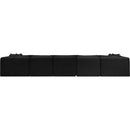 Meridian Shaggy Black Corduroy Performance Fabric Modular Sectional IMAGE 5